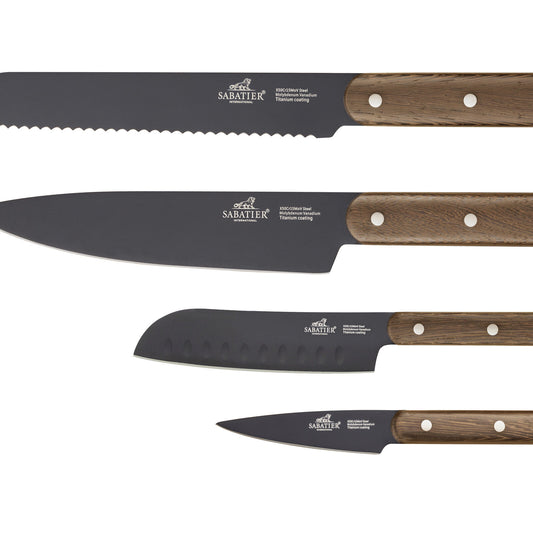 Lion Sabatier International Phenix Walnut Knife Set 4 Pieces Black/Wood