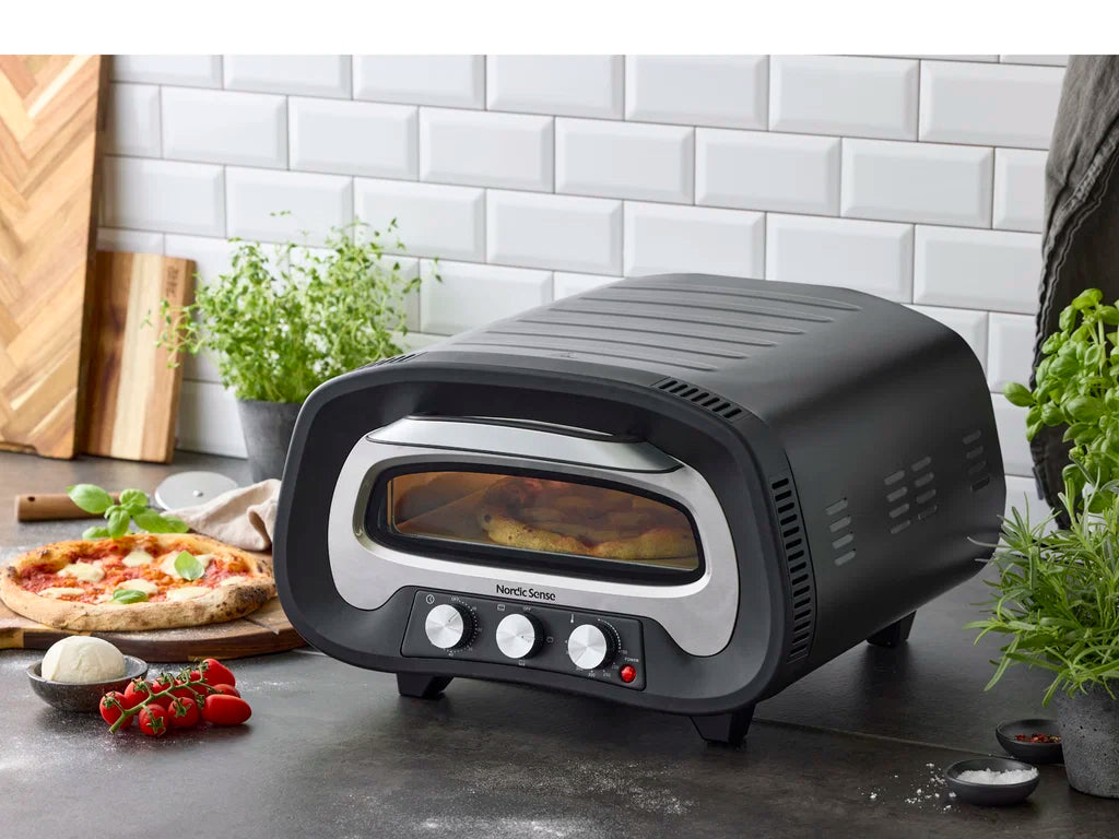 Nordic Sense Pizzaovn elektrisk 2200 watt sort/sølv