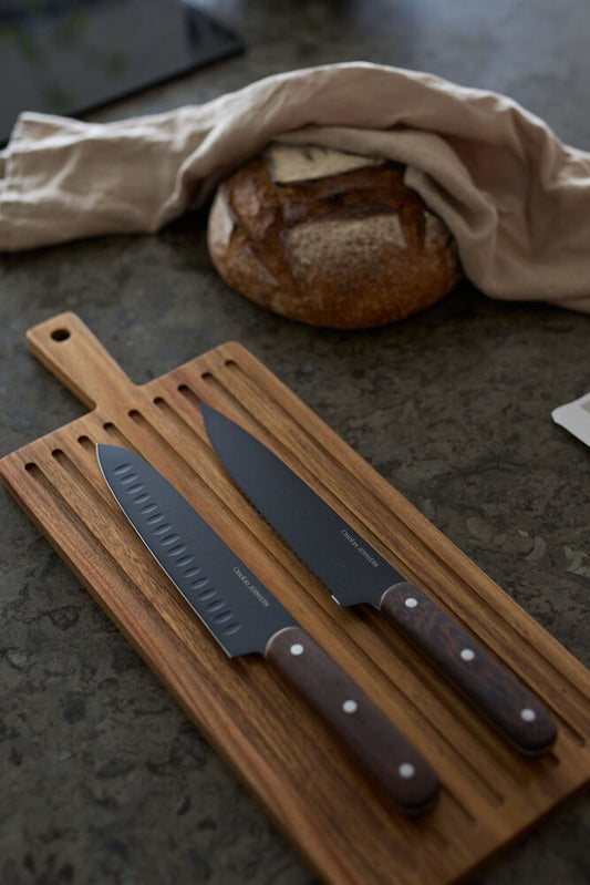 Orrefors Jernverk Blacksmith knive med skærebræt – 2-pak
