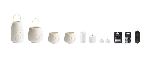 Keramik-lanterne LED-lyspakke – Nordic White