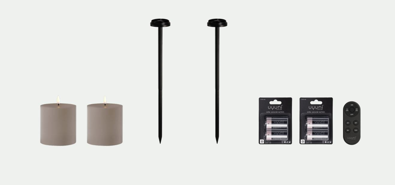 Outdoor LED-lyspakke med sandstensfarvet lys