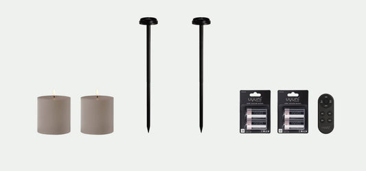 Outdoor LED-lyspakke med sandstensfarvet lys