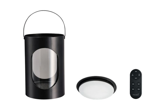 Fyrtårn-lanterne LED solcelle – sort, medium