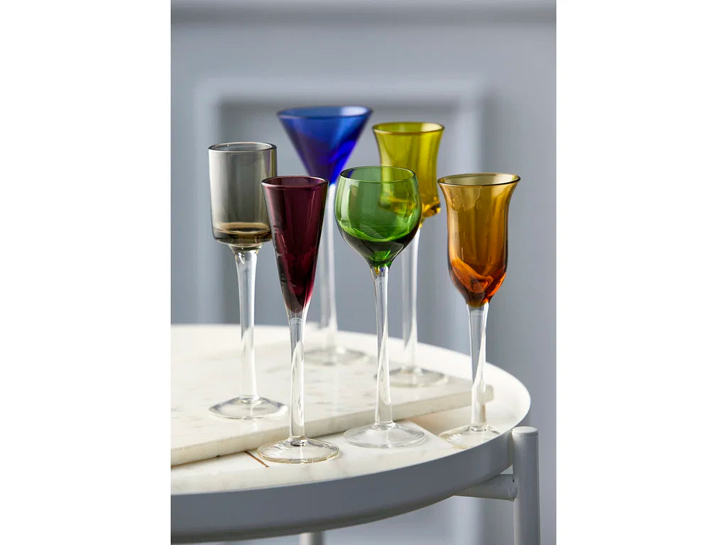 Lyngby Glas Snapseglas 6 stk. ass. farver