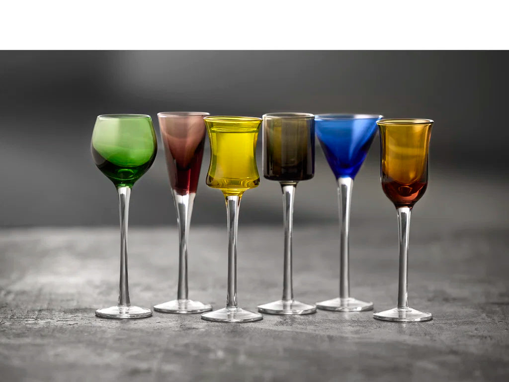 Lyngby Glas Snapseglas 6 stk. ass. farver