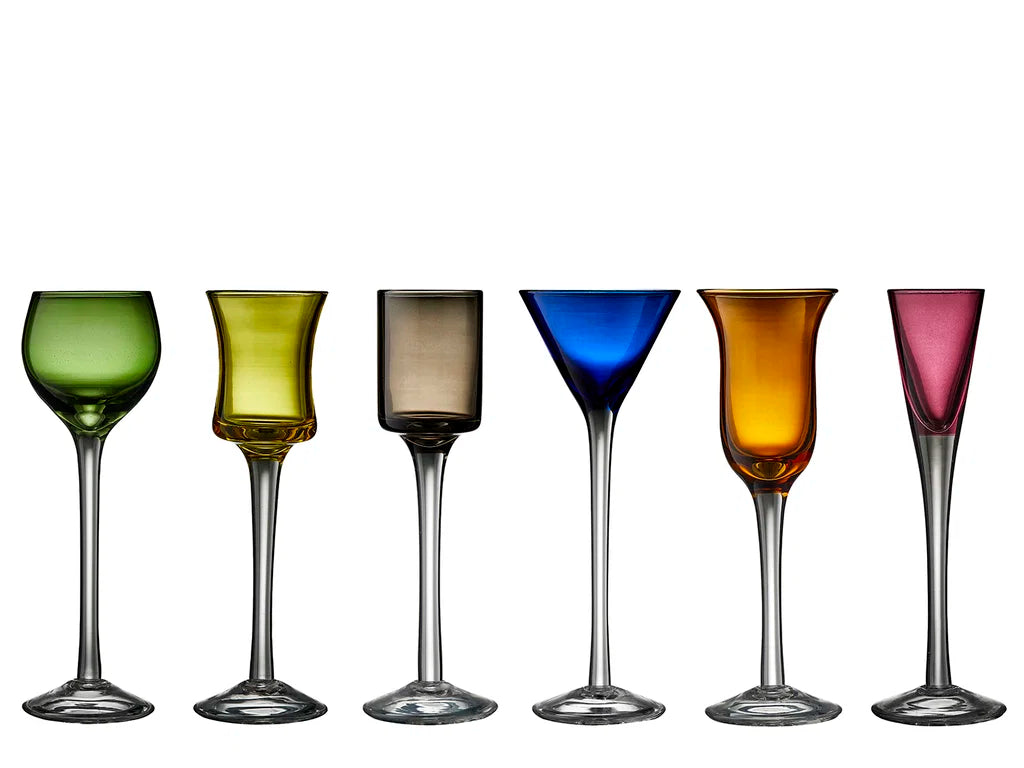 Lyngby Glas Snapseglas 6 stk. ass. farver