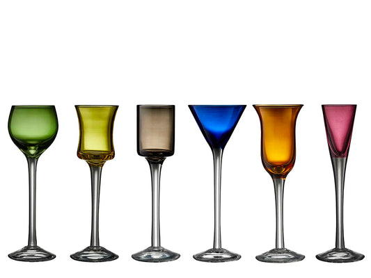 Lyngby Glas Snapseglas 6 stk. ass. farver